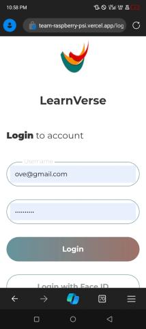LearnVerse App Login Page